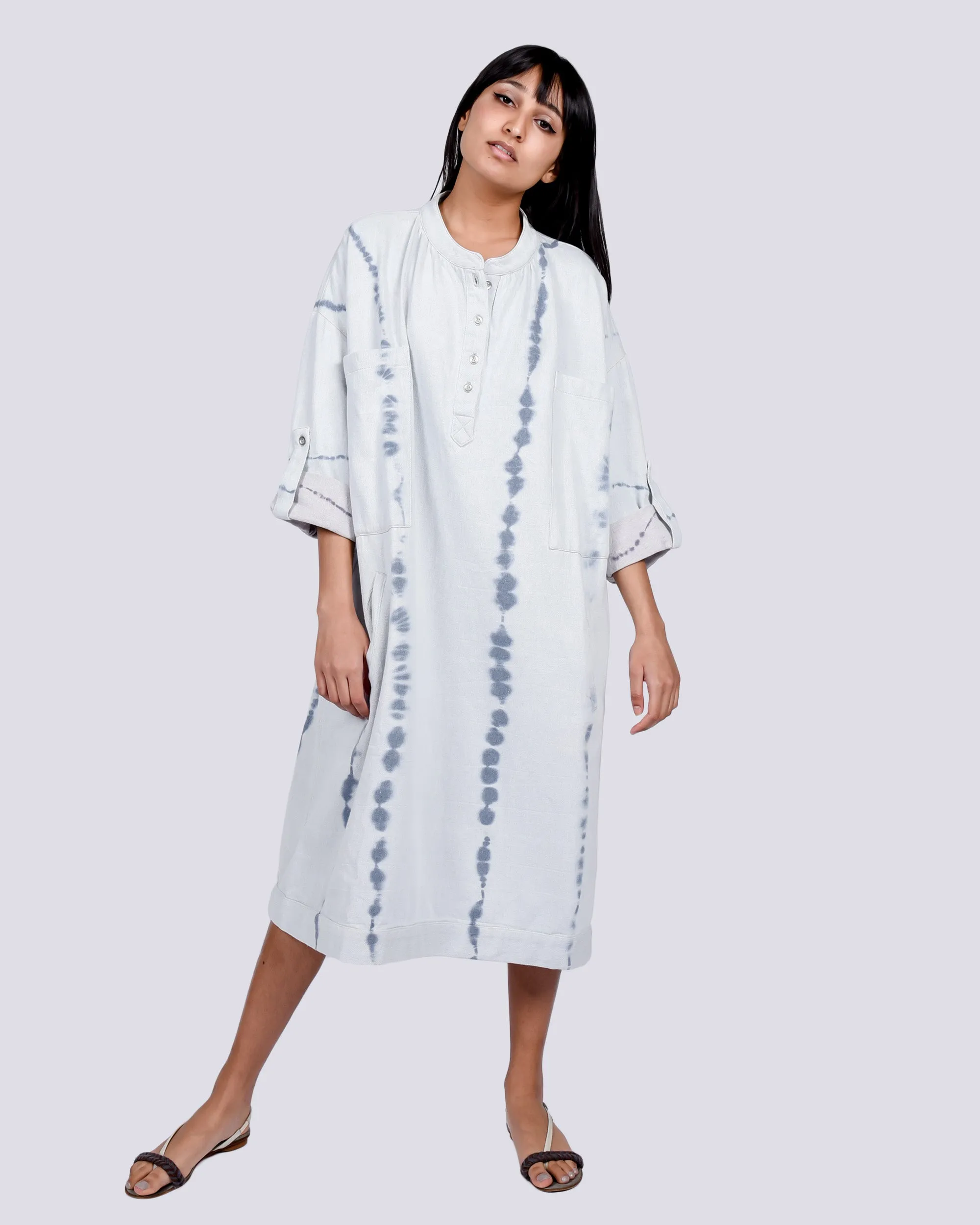 Beni dress in ice wash tie dye