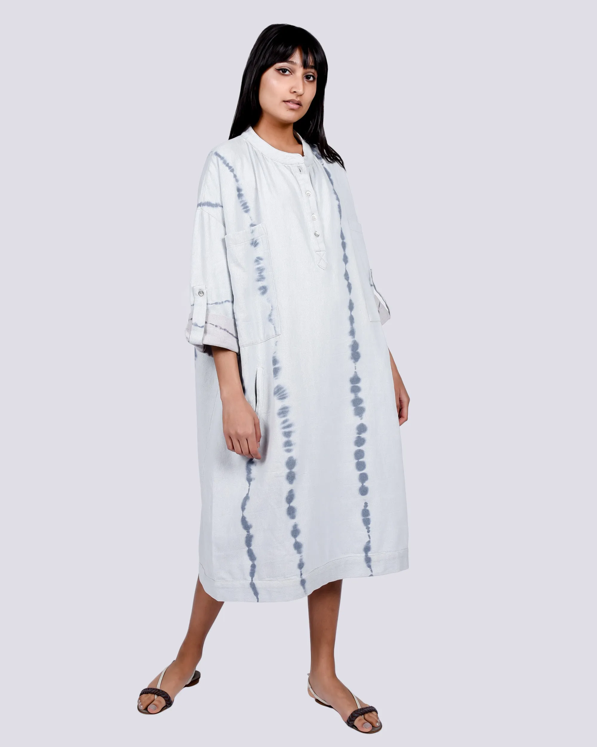 Beni dress in ice wash tie dye