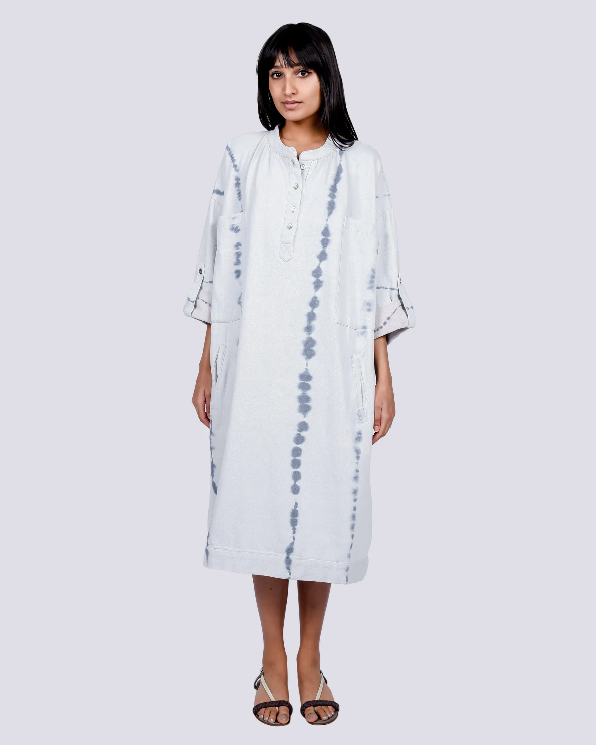 Beni dress in ice wash tie dye