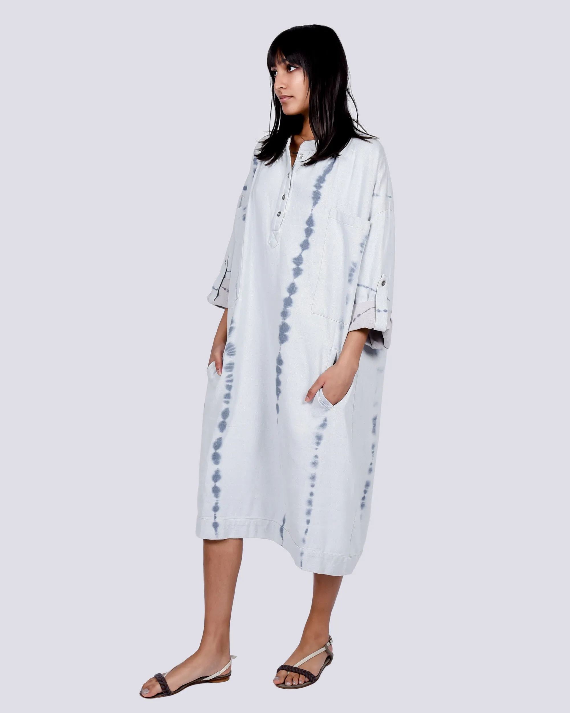 Beni dress in ice wash tie dye