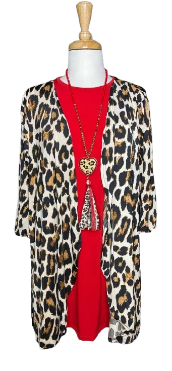 Big Spot Leopard Drape Cardigan-PLUS SIZE (3X)