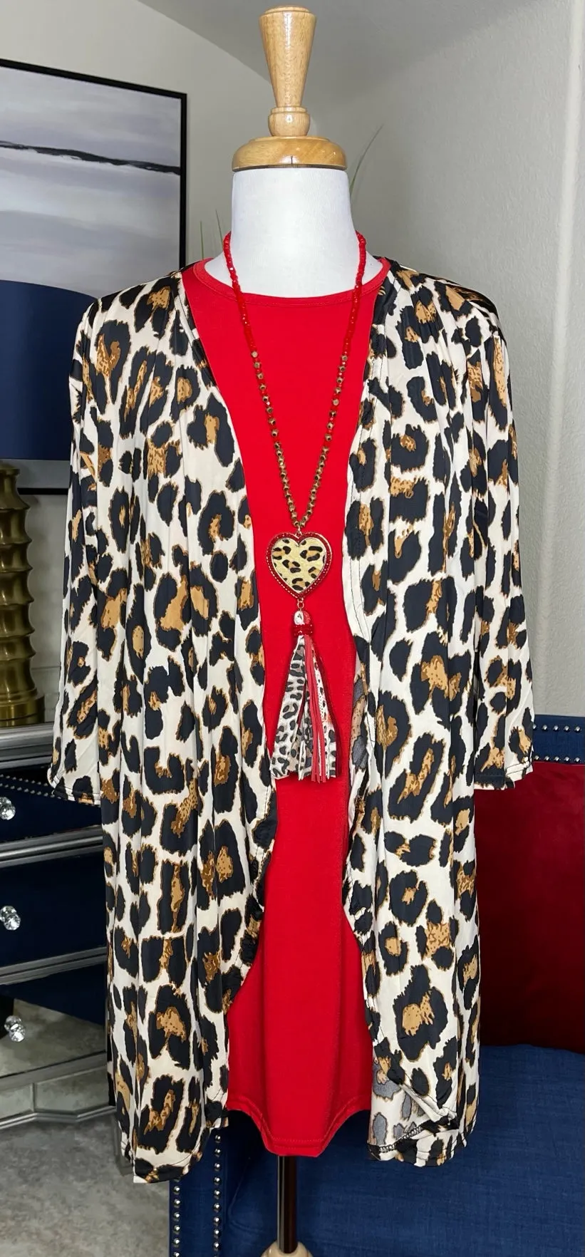 Big Spot Leopard Drape Cardigan-PLUS SIZE (3X)