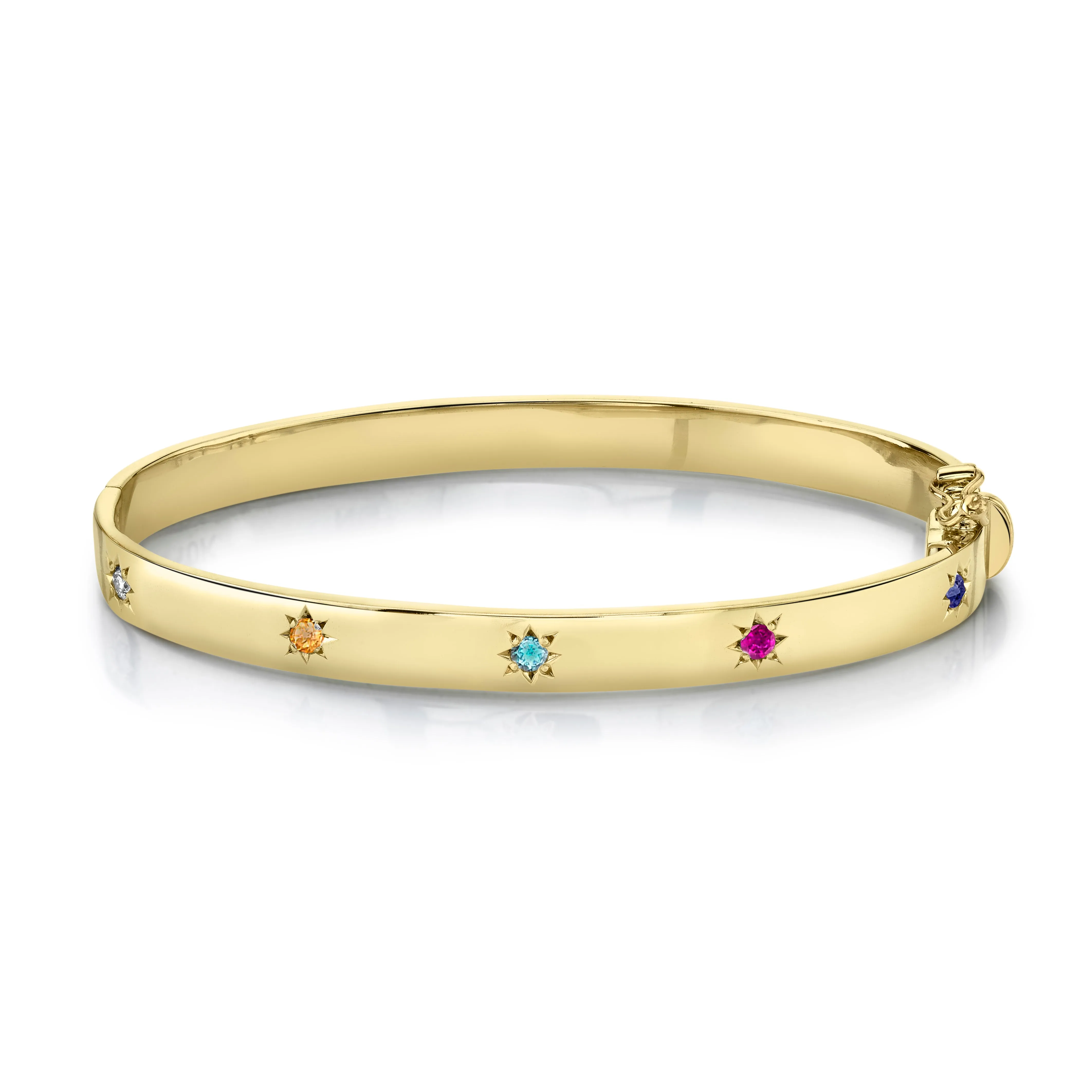 Birthstone Hinged Cuff Bracelet