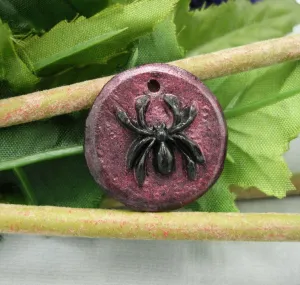 Black Spider Bug Insect Polymer Clay Ornament Pendant Jewelry Findings.