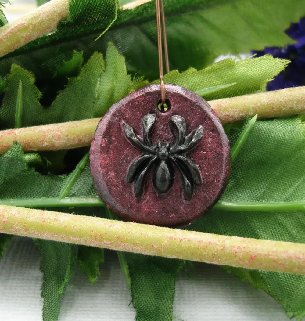 Black Spider Bug Insect Polymer Clay Ornament Pendant Jewelry Findings.