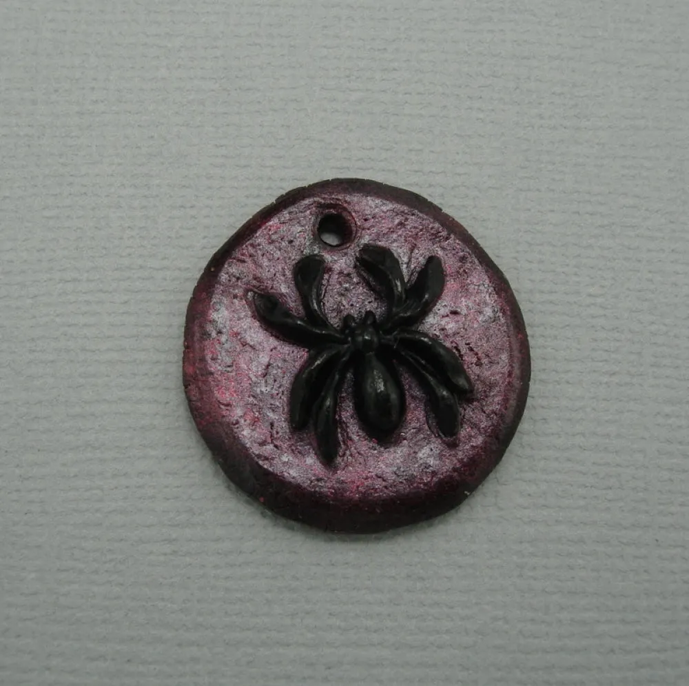 Black Spider Bug Insect Polymer Clay Ornament Pendant Jewelry Findings.