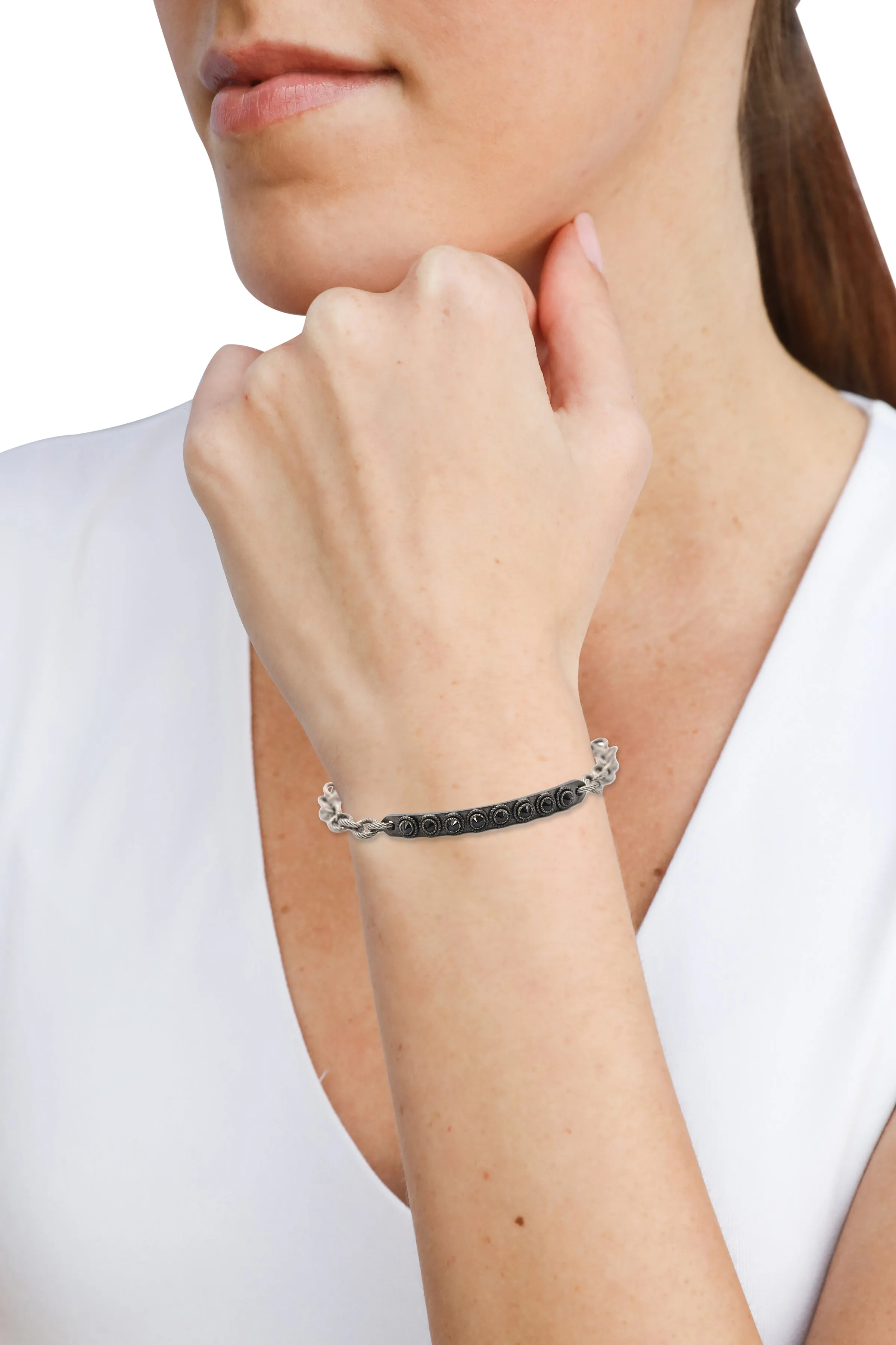 BLACKENED ID CHAIN BRACELET