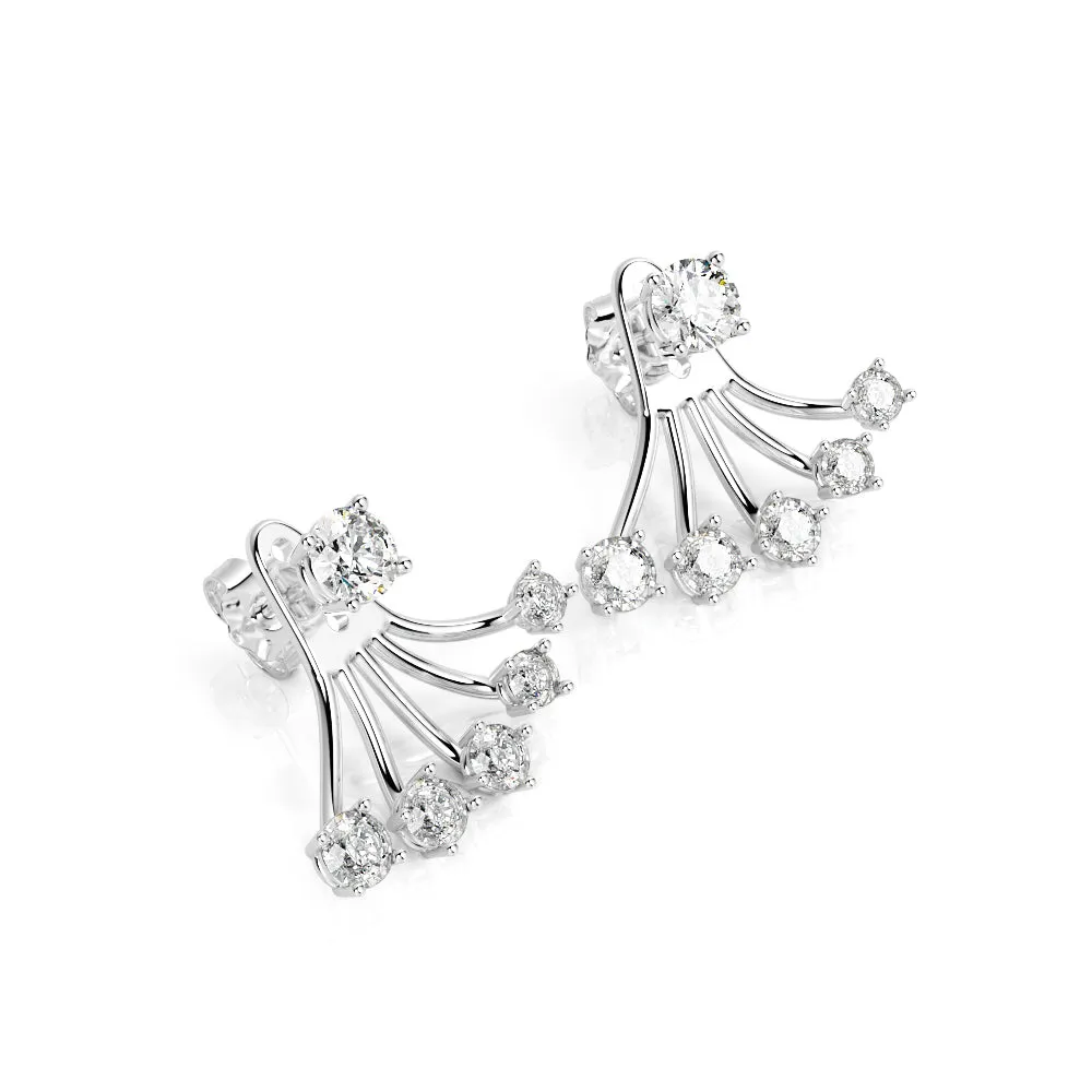 Blinding Light Waver Earrings 2 Natural Diamonds in White Gold