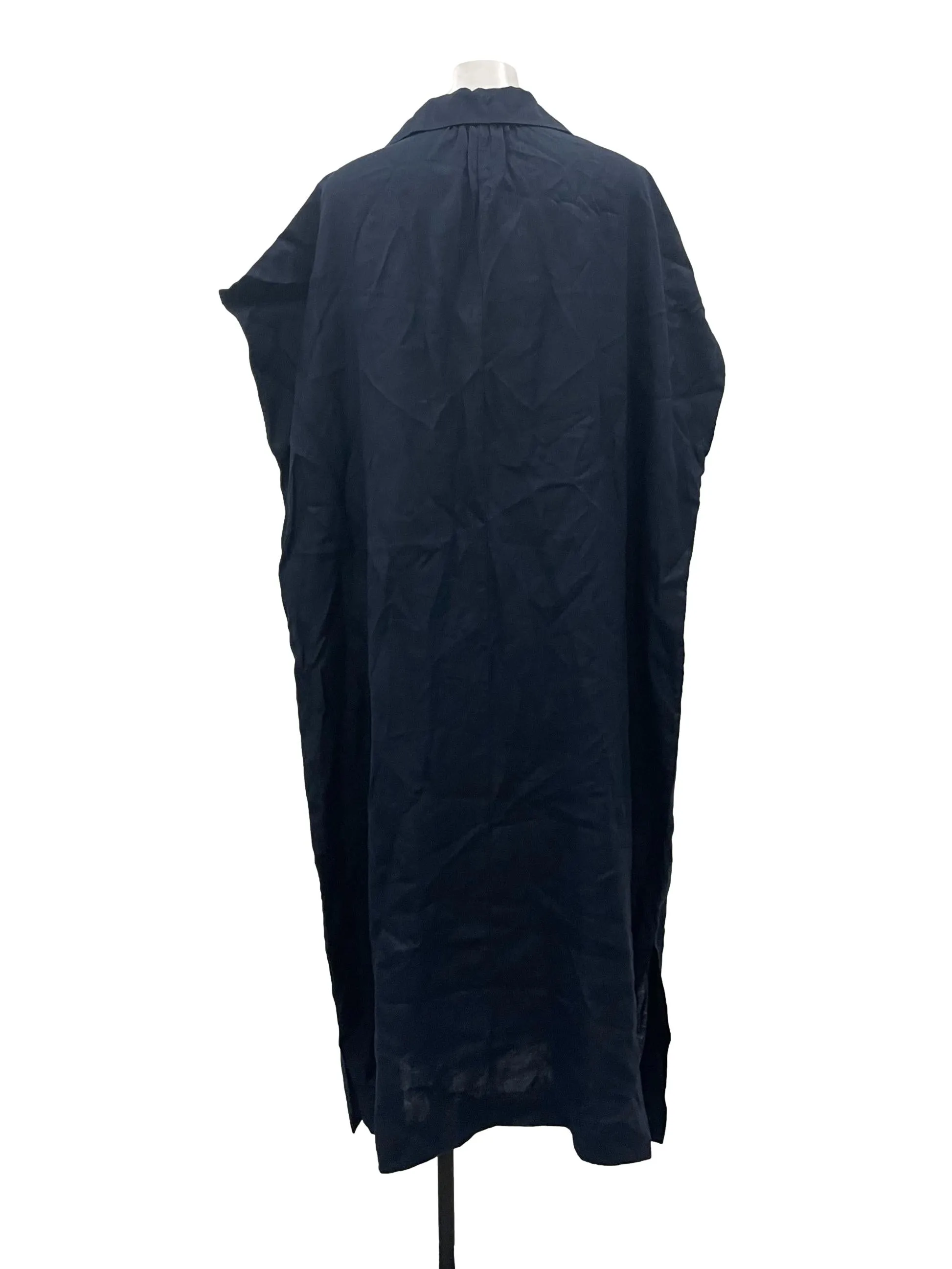 Blue Boxy V Neck Dress