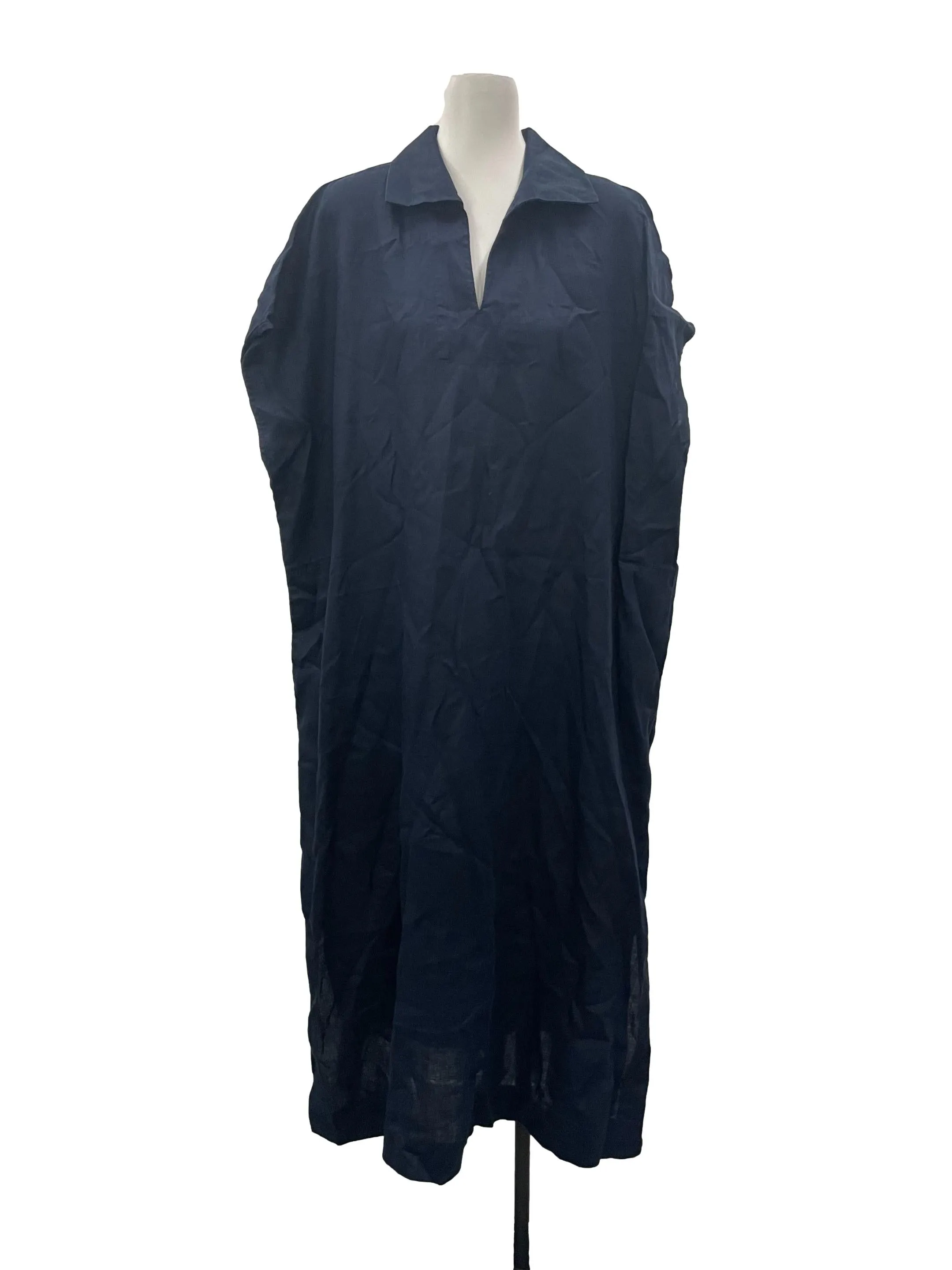 Blue Boxy V Neck Dress