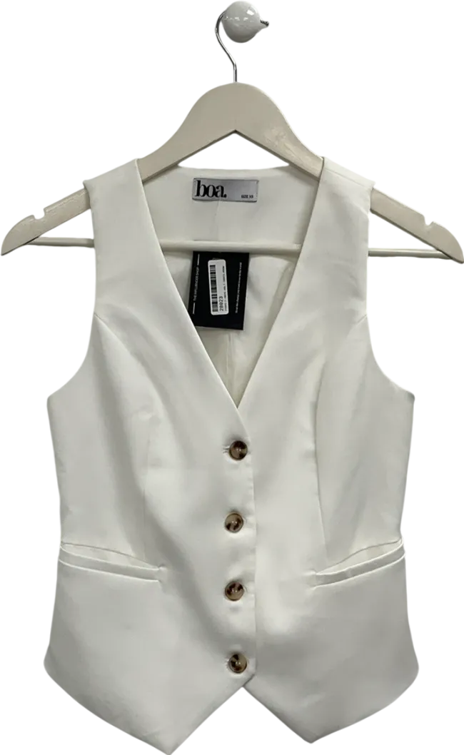 BOA White Boxy Waistcoat UK XS