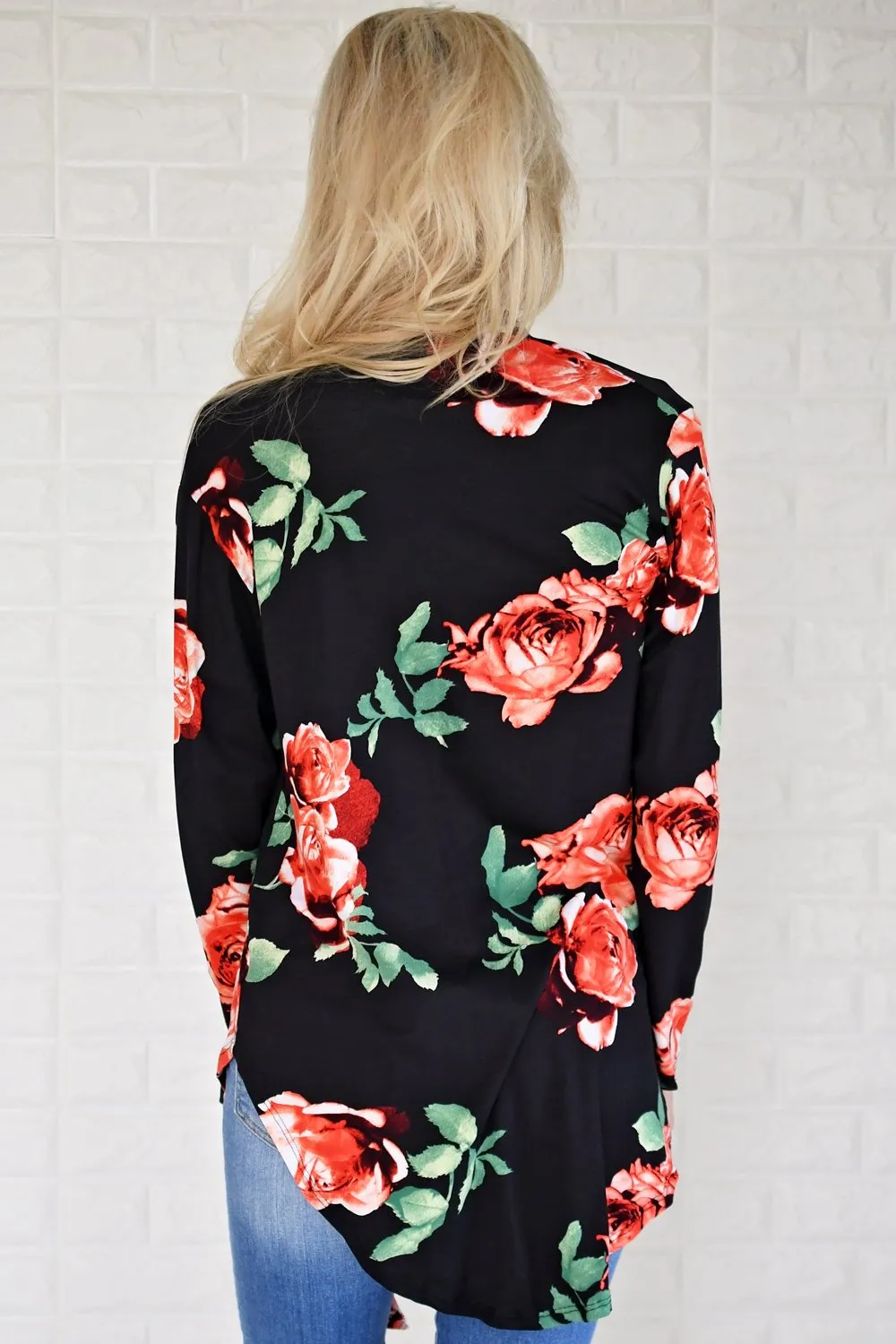 Bold Black Floral Cardigan