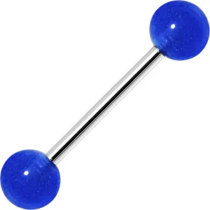 Bold Blue Barbell Tongue Ring