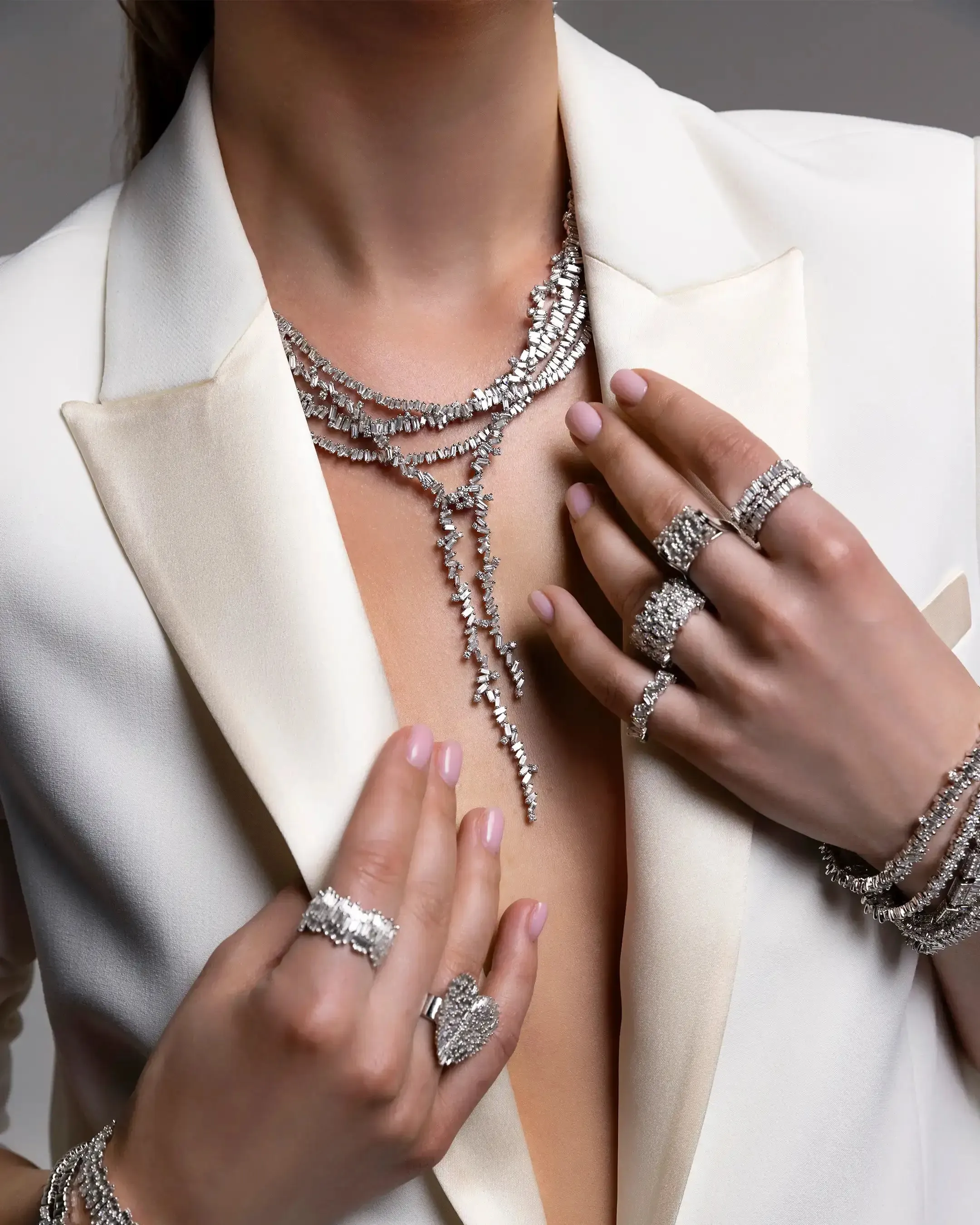 Bold Burst Diamond Tennis Necklace