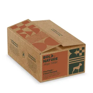Bold by Nature - Mega Frozen Raw Non-Chicken VARIETY Pack with Pork, Turkey & Beef Patties Dog Food (10.89kg/24lb) - Large Brown Box