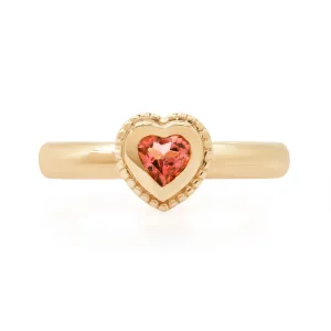 Bold Pink tourmaline heart Bezel Ring