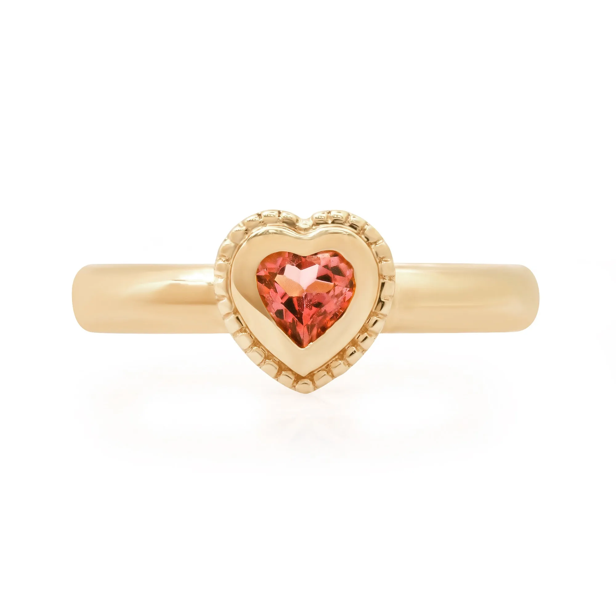 Bold Pink tourmaline heart Bezel Ring