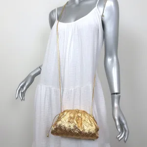 Bottega Veneta Mini Pouch Crossbody Bag Gold Metallic Crinkled Leather NEW