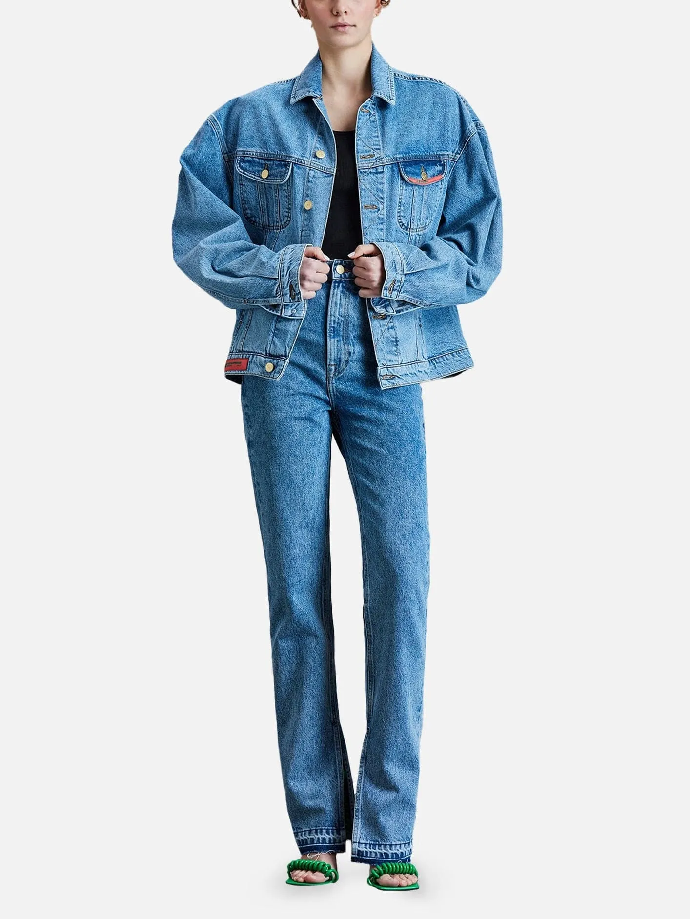 Boxy Fit Denim Ceket - Mavi