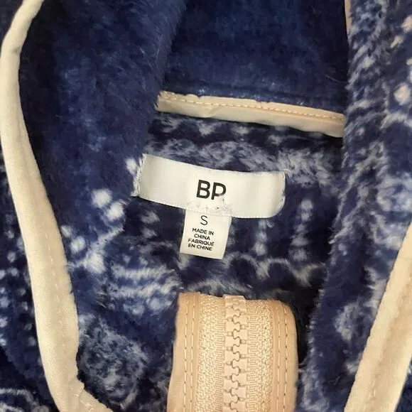 B.P. Faux Shearling Jacket In Navy Bandana Patchwork Size S