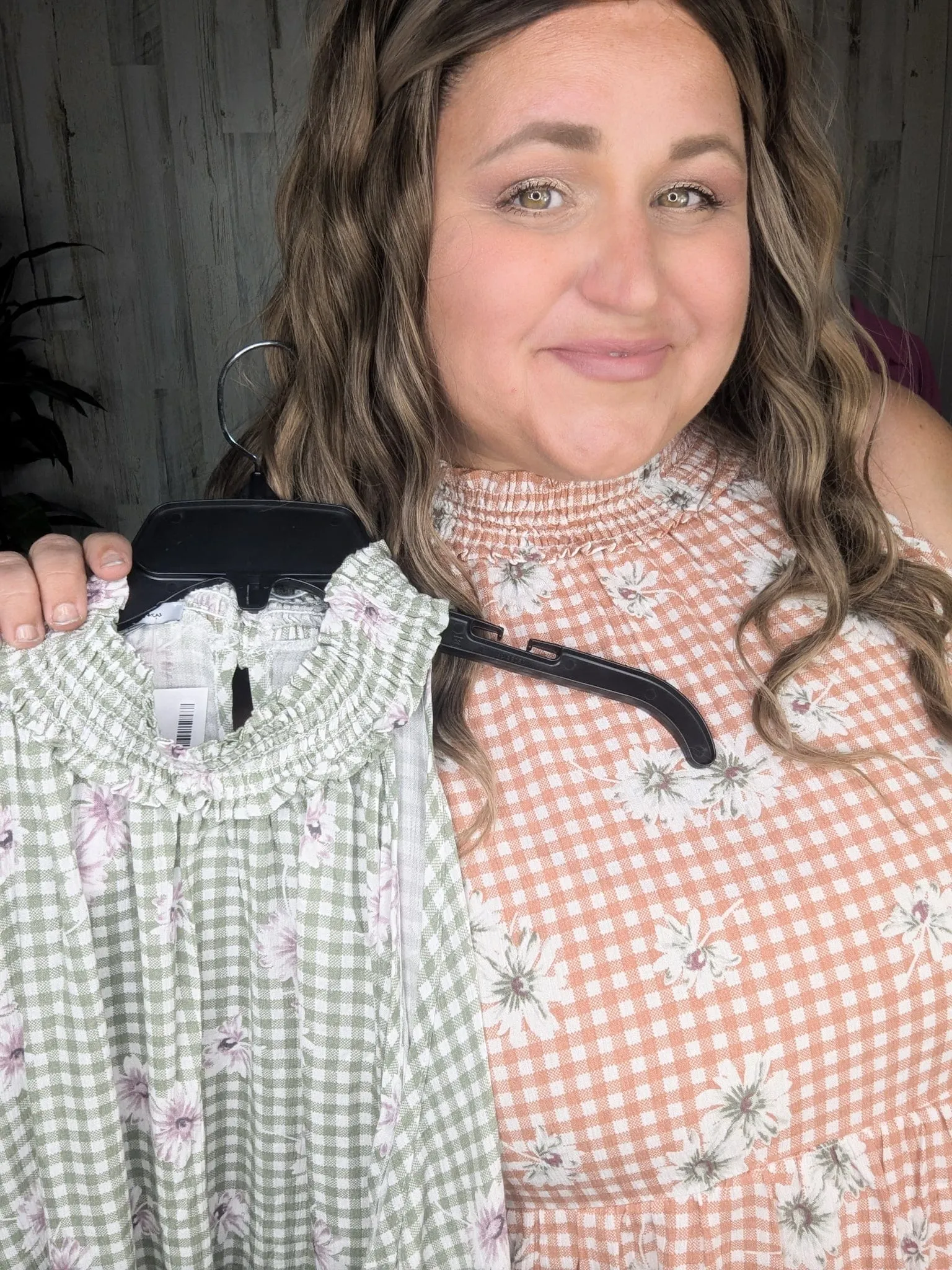 Brandi Gingham   Floral Highneck Halter Tank
