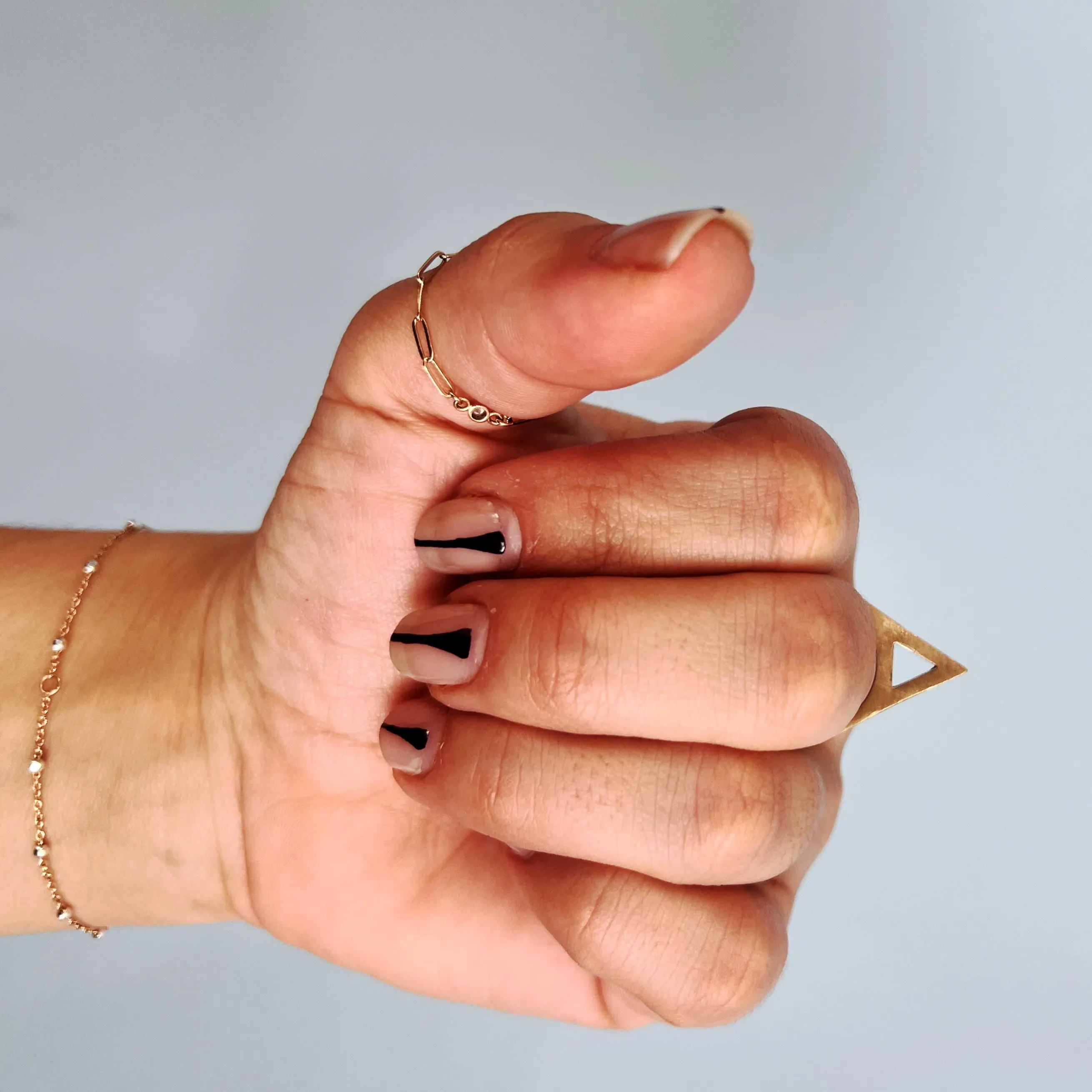 Brass Open Triangle Spike Ring