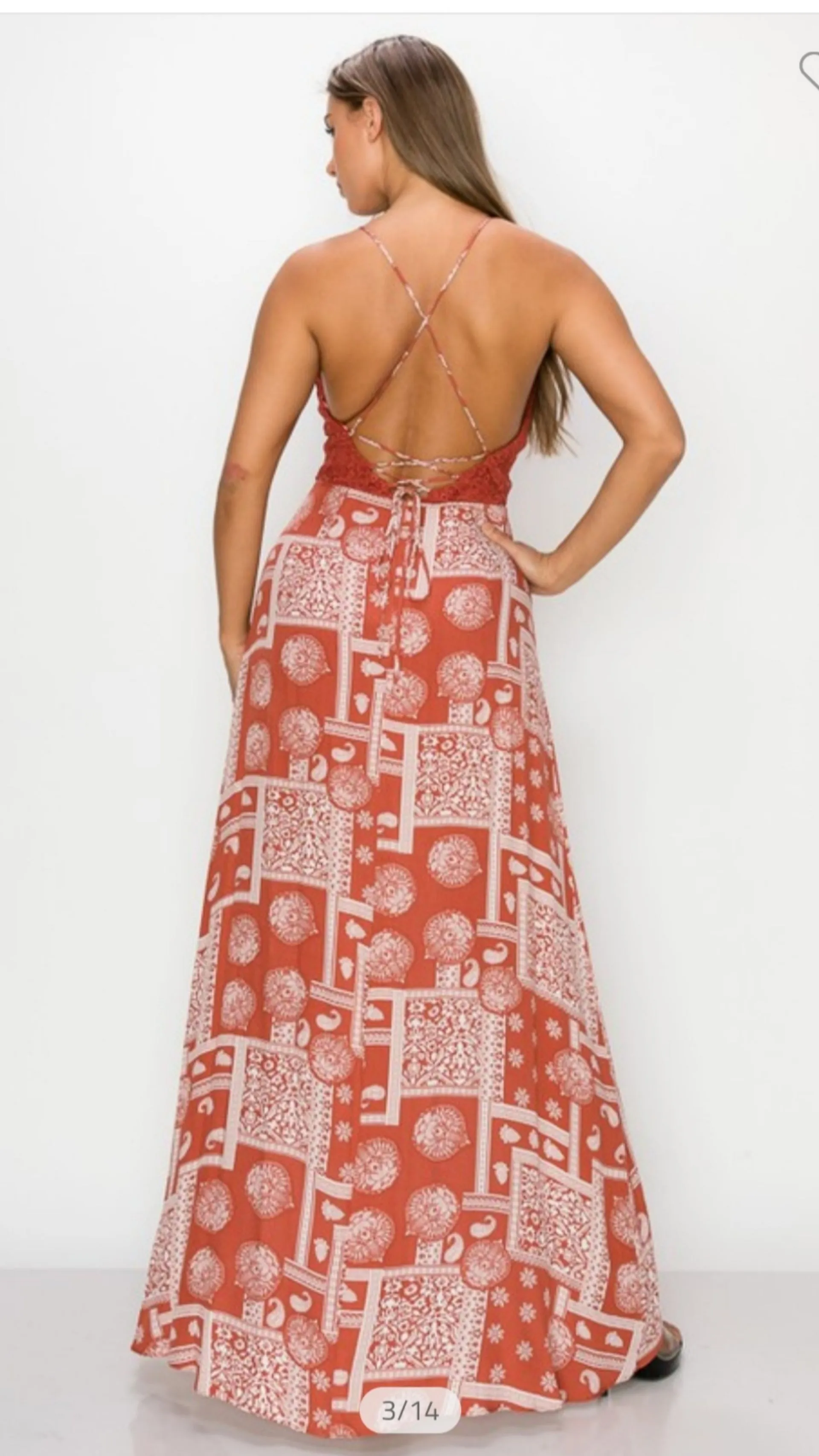 Brunching Crochet Hi Lo Maxi Dress | Rust