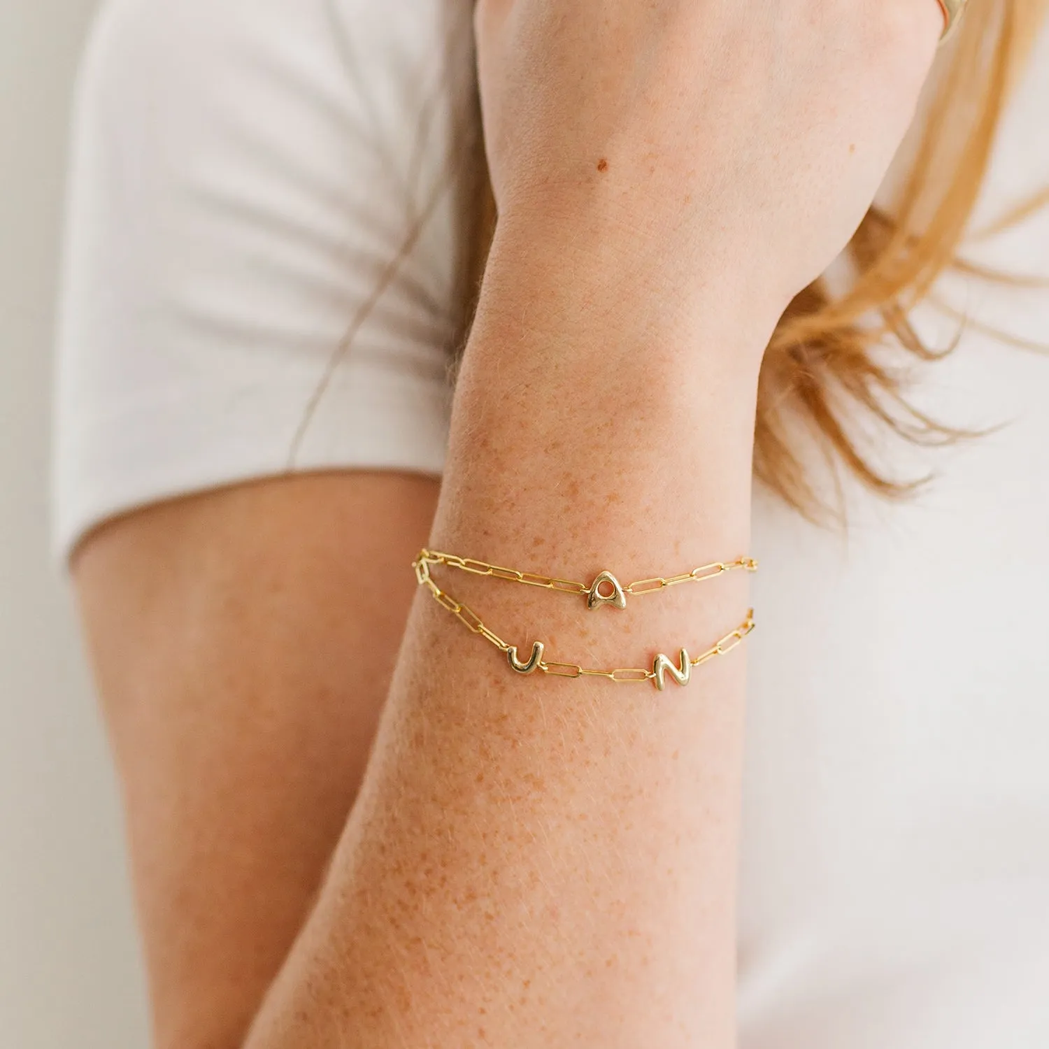Bubble Letter Charm Bracelet
