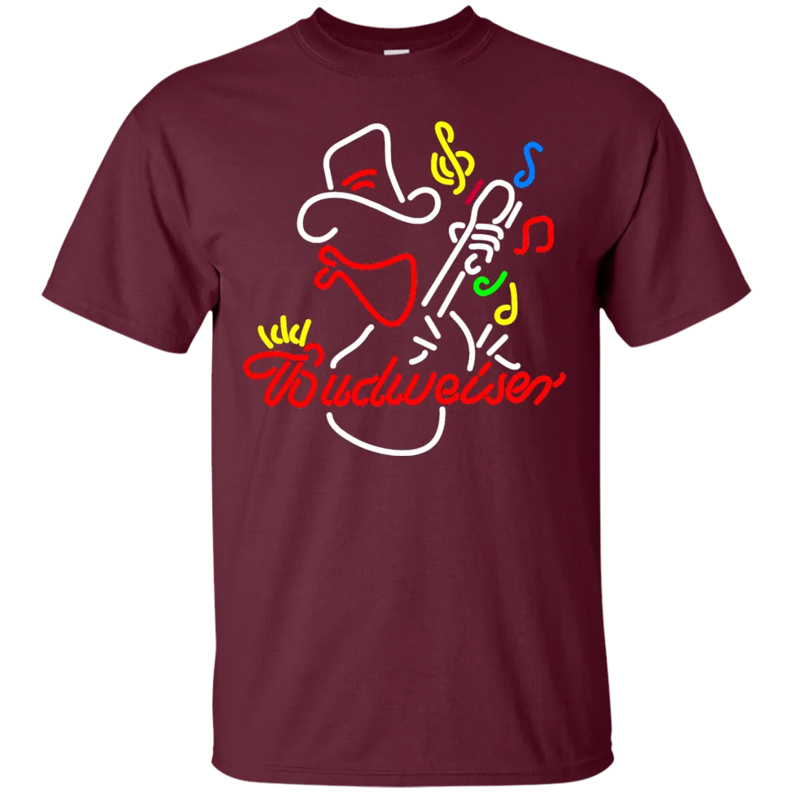 Budweiser Beer T-Shirt Custom Designed Graphic Pattern Cowboy Guitar