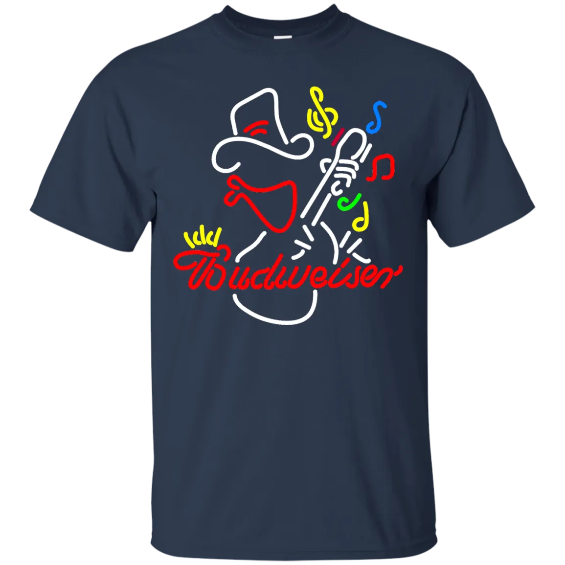Budweiser Beer T-Shirt Custom Designed Graphic Pattern Cowboy Guitar