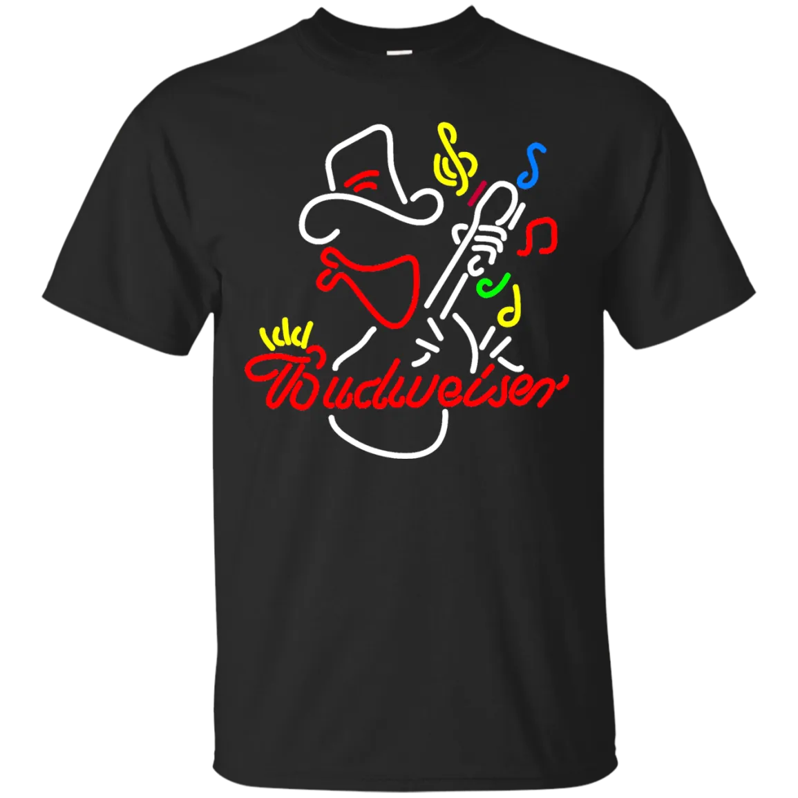 Budweiser Beer T-Shirt Custom Designed Graphic Pattern Cowboy Guitar