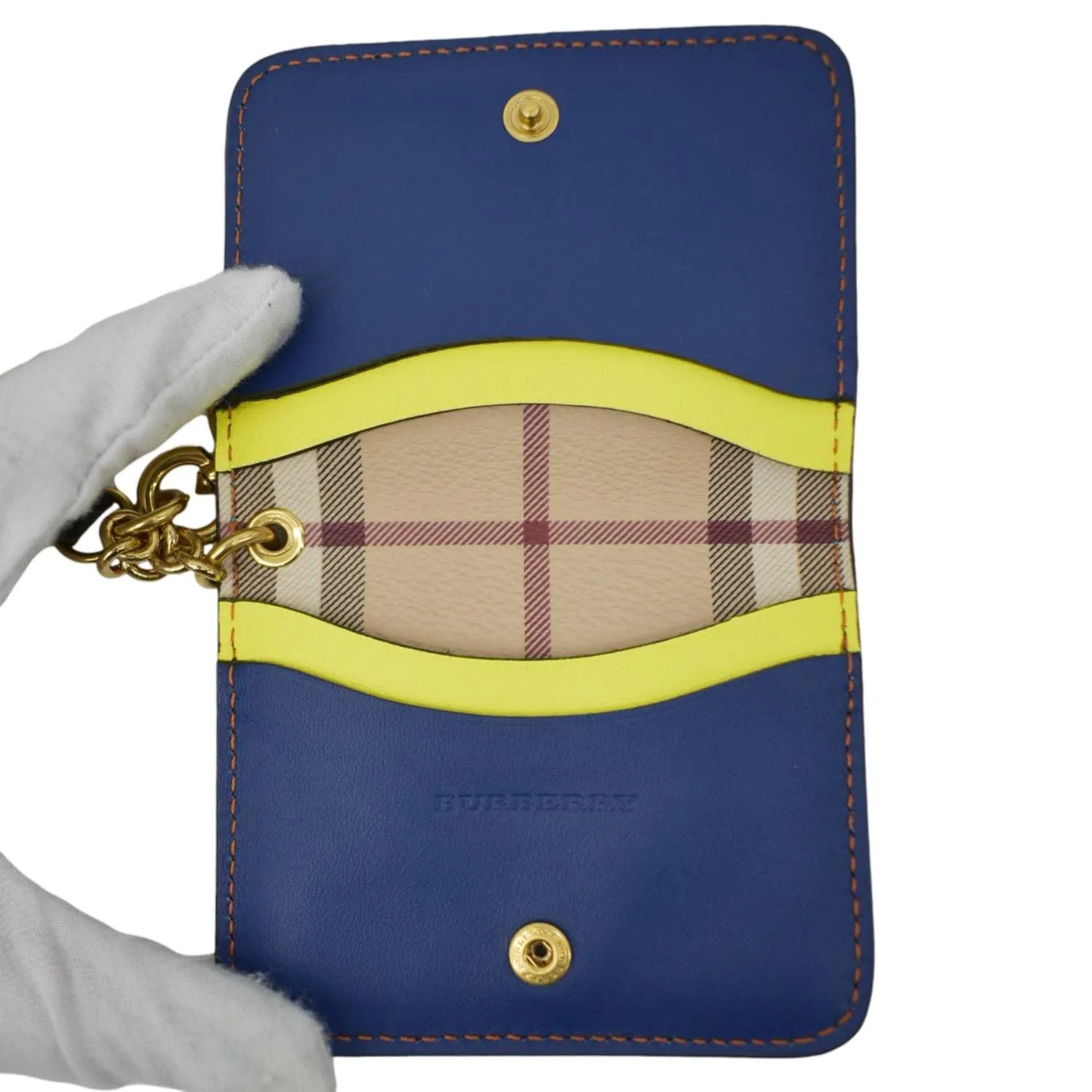BURBERRY Camberwell Check Leather Card holder Black