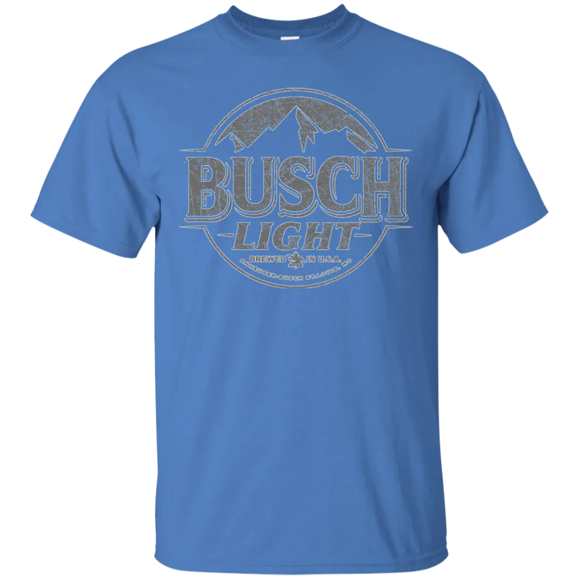 Busch Light Beer T-Shirt Custom Designed Gray Worn Label Pattern
