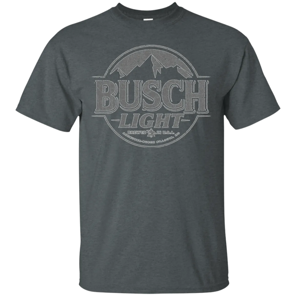 Busch Light Beer T-Shirt Custom Designed Gray Worn Label Pattern