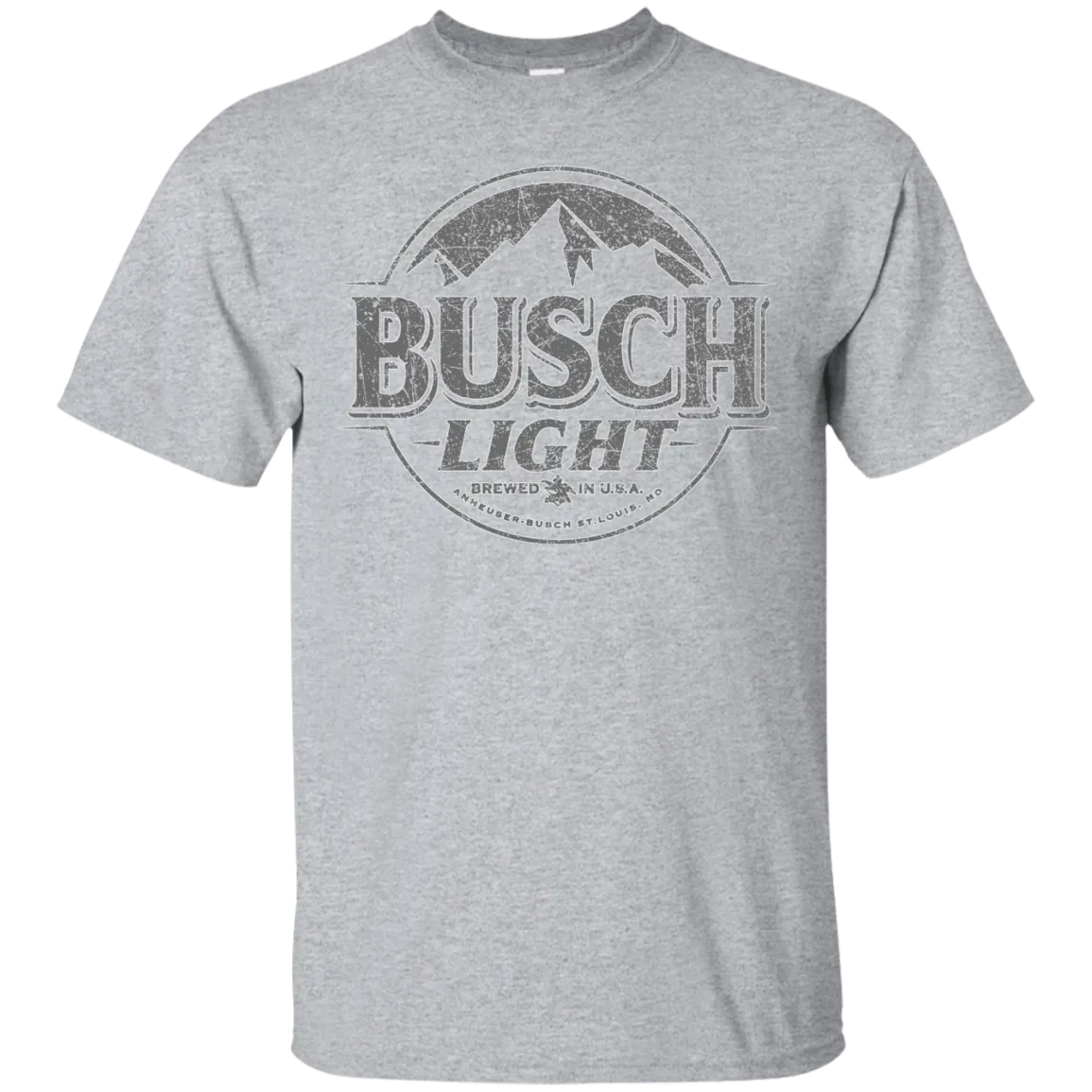 Busch Light Beer T-Shirt Custom Designed Gray Worn Label Pattern