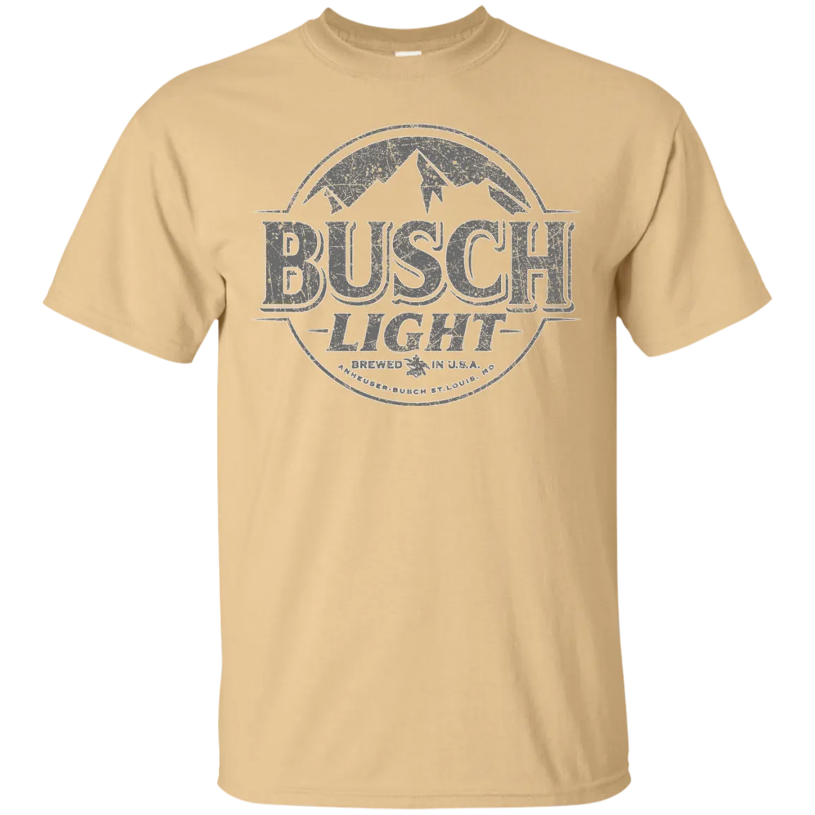 Busch Light Beer T-Shirt Custom Designed Gray Worn Label Pattern