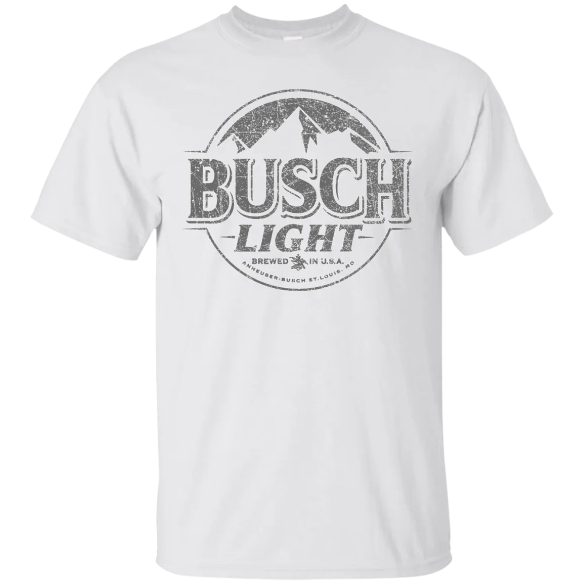 Busch Light Beer T-Shirt Custom Designed Gray Worn Label Pattern