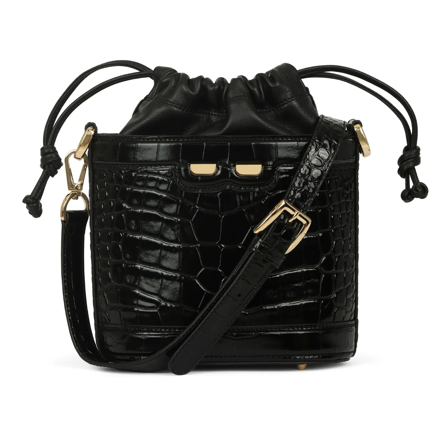 Byrd Bucket in Black Croc