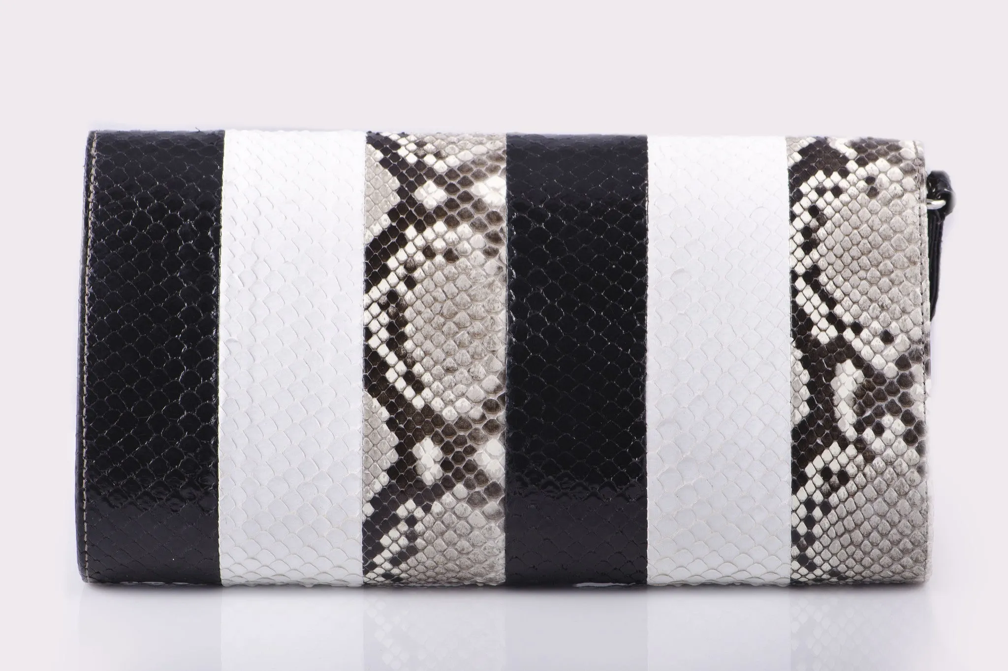 CA Mary Catherine Black/White Python Medium Clutch