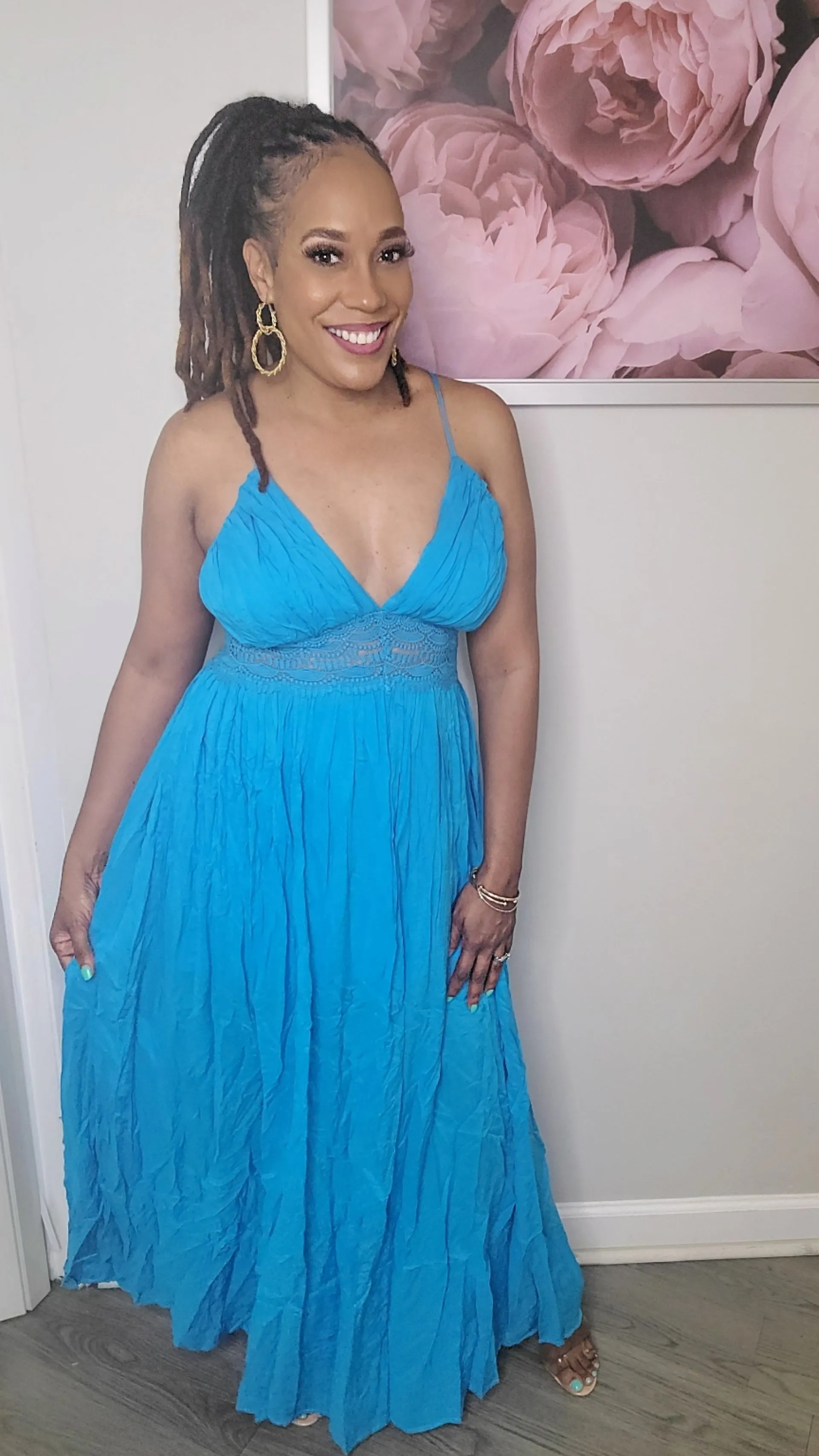 Caribbean Love Pleated Maxi Dress | Turquoise