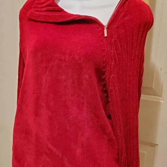 Carolyn Taylor Sweater Women’s Size Large Burgundy Zip Collar