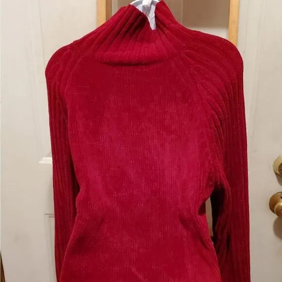 Carolyn Taylor Sweater Women’s Size Large Burgundy Zip Collar