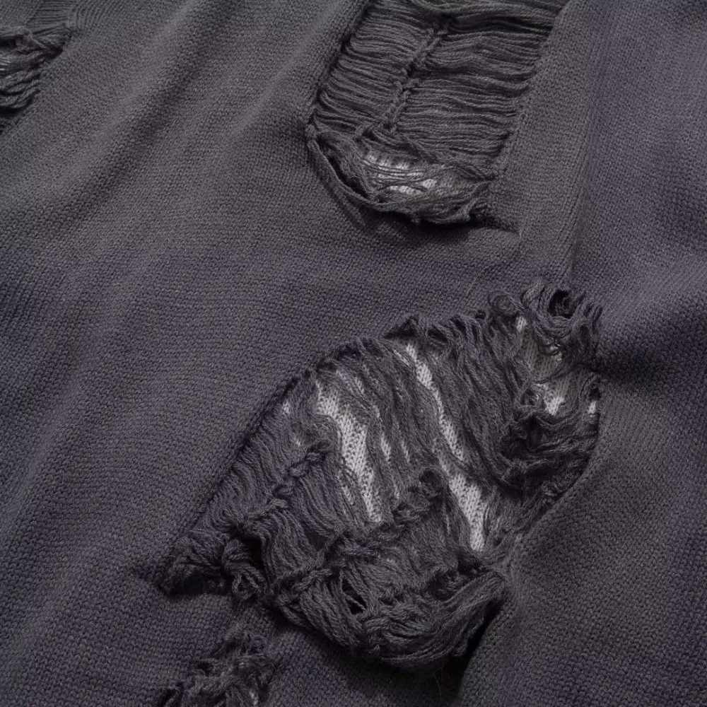 CE | Street Solid Color Ripped Sweater