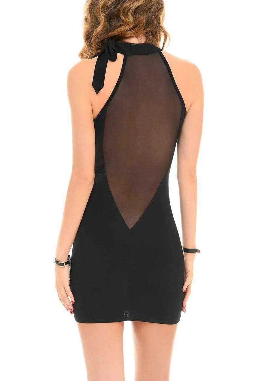 Cecily Edgy Dress | Black Lycra | Mesh