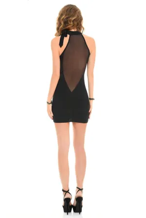 Cecily Edgy Dress | Black Lycra | Mesh