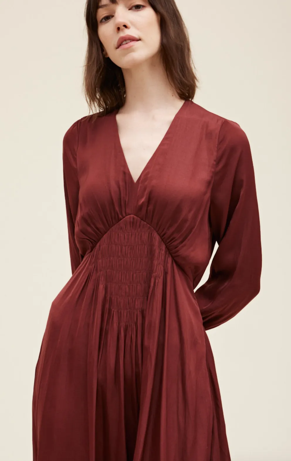 Center Smock Satin Dress