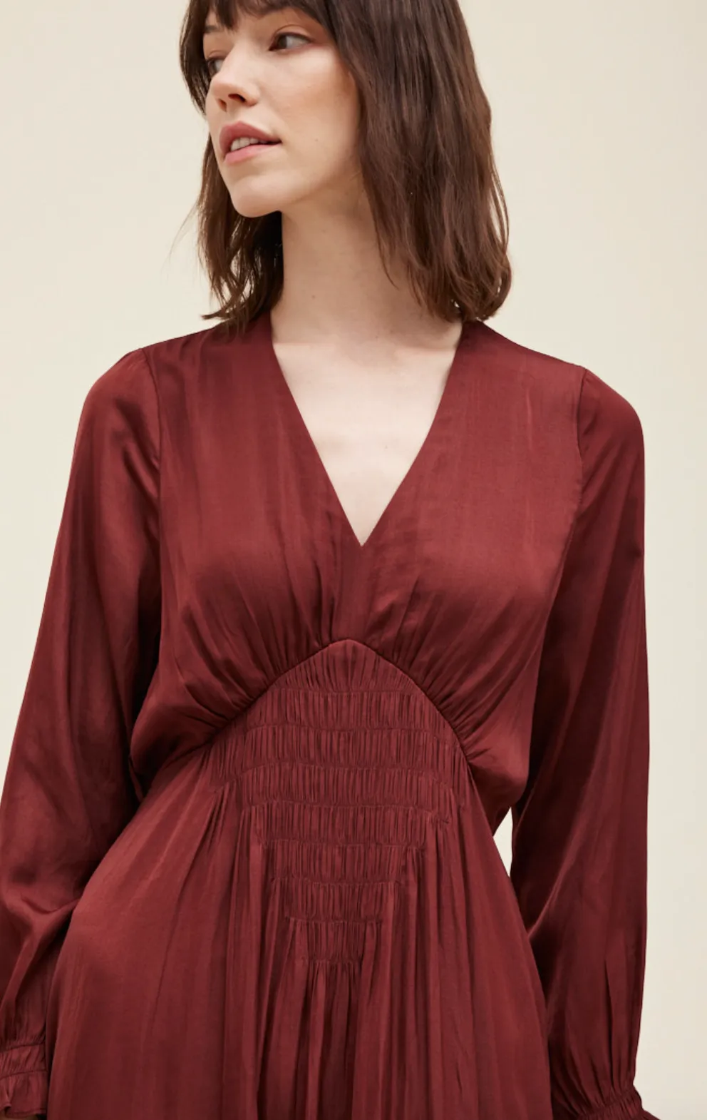 Center Smock Satin Dress