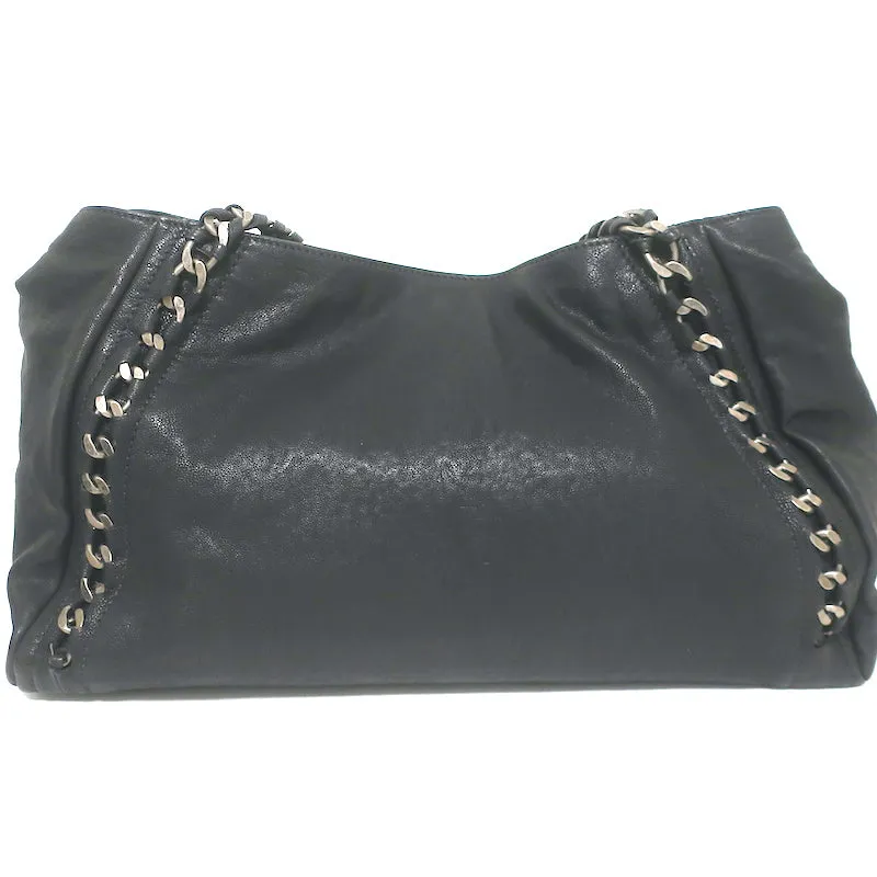 Chanel 06A Modern Chain East West Tote Black Leather Large Shoulder Bag