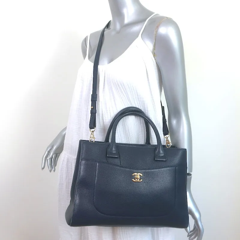 Chanel 17C Neo Executive Small Shopper Tote Navy Leather Shoulder Bag
