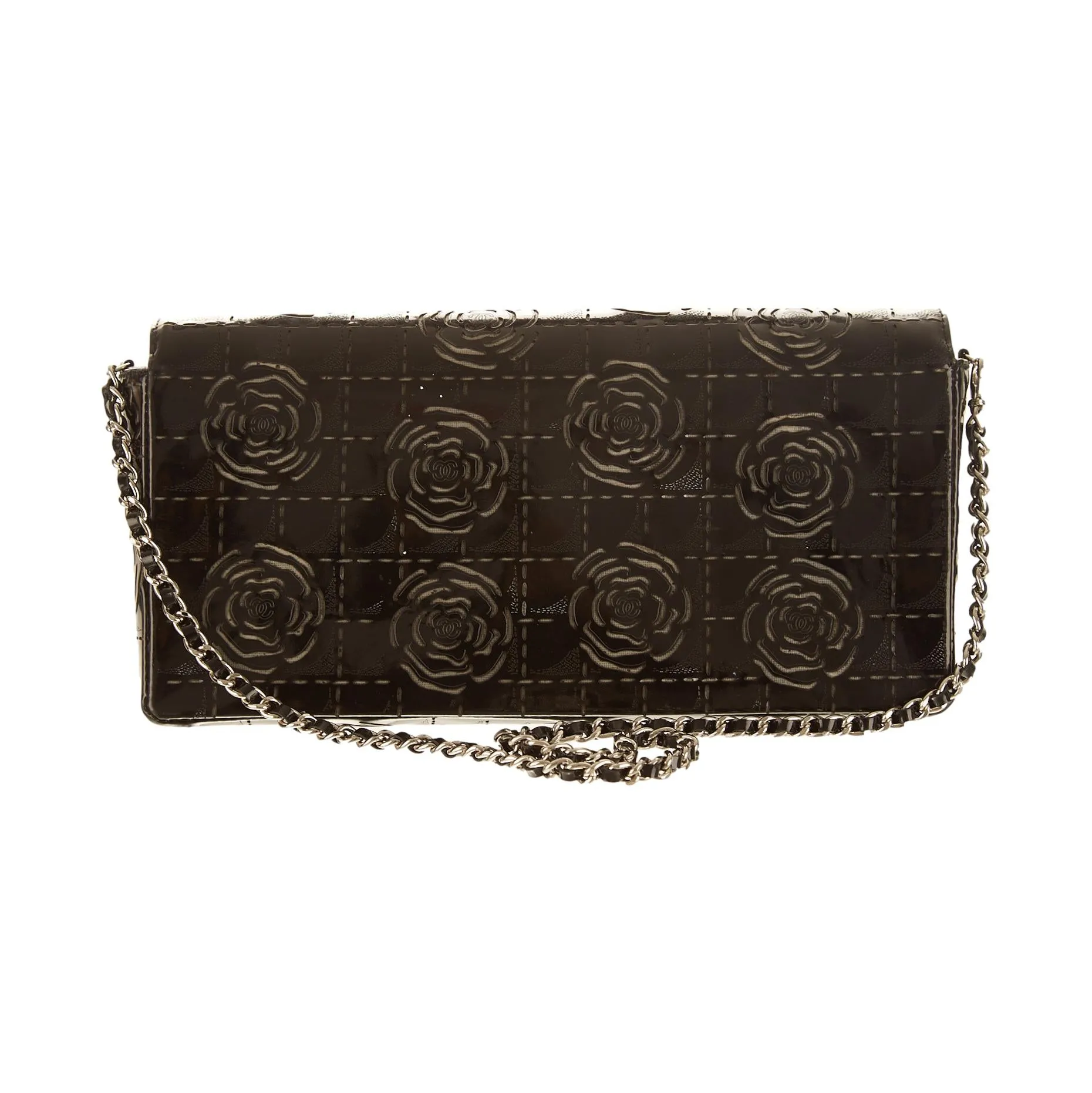 Chanel Black Floral Chain Shoulder Bag